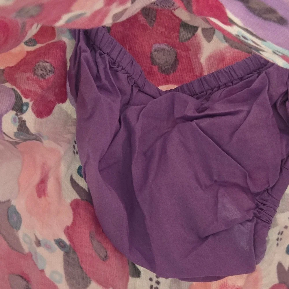 Gymboree Girls Floral‎ Print Corduroy Dress Size 3T Purple Pink Flower Cute